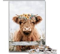 Highland Cow Baby JigsawPuzzle 1000 Pieces for Adults, Challenging Game Toys Every Piece Is Unique - Challenging Family Fun Game (50x75cm)