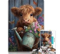 Highland Cow Baby Jigsaws 1000 Pieces for Teenagers,Stress Reliever Staycation Kill Time with Matching Poster And Trivia Sheet (38x26cm)