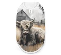 Highland Cow Barn Vintage Cute Cute Pet Supplies Soft Dog Sweaters Printing for Dogs Puppy Cats 2XL