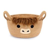 Highland Cow Basket Made of Cotton Rope, Storage Basket Made of Woven Cotton, Highland Cow Woven Storage Basket for Toys, Cotton Baskets Boxes for Toddlers' Rooms