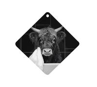 Highland Cow Bath Towel Car Air Freshener Aromatherapy Tablets Hanging Scented Cards for Rooms Bathrooms Wardrobe Rhombus