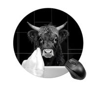 Highland Cow Bath Towel Round Mouse Pad with Non-Slip Rubber Waterproof Mousepads for Laptop Games Homework And Office