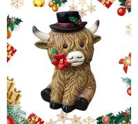 Highland Cow Bathroom Decor - Handmade Ceramic Figure, Whimsical Farmhouse Statue | Charming Shelf Cloak Display, Lover Gift, Waterproof Accent for Living Room