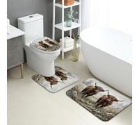 Highland Cow Bathroom Mat Sets 3 Piece, Rustic Animal Print Absorbent Non Slip Toilet Rugs U Shaped Washable, Farmhouse Quick Dry Flannel Bathroom Rug Set