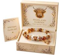 Highland Cow Beaded Bracelet for Women, Blessing Bracelet with Gift Box | Charm Beaded Bracelet, Inspirational Charm Bracelet for Women, Elastic Stretch Beaded Bracelets