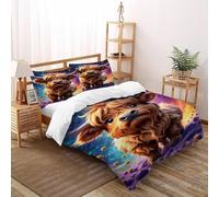Highland Cow Bedding Set Theme Bedspread Animal Themes Wildlife Duvet Cover Set Chic Breathable Comforter Cover for Boys&Girls with Pillowcase Double（200x200cm）