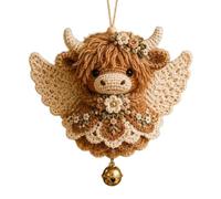 Highland Cow Bird Angel Crochet Ornament Kit Beginner 13cm | Amigurumi Crochet Kit Highland Cow Red Bird Angel Wings, No Sewing Required, Portable Bag, Gift For Crafters