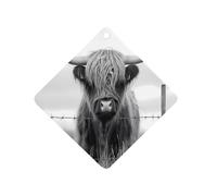 Highland Cow Black And White Car Aromatherapy Tablets Air Freshener Hanging Scented Cards for Rooms Bathrooms Wardrobe Rhombus