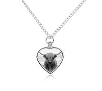 Highland Cow Black And White Pet Ashes Necklace Memorial Jewelry Dog Cat Keepsake Funeral Urn Pendant for Men Women