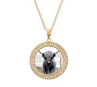Highland Cow Black And White Vintage Necklace Gold Silver Pendant Jewelry Lady Multicolored Diamond Necklaces with Chain