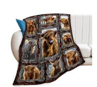 Highland Cow Blanket Cow Decor Throw Blanket Super Soft Flannel Lightweight Fluffy Plush Cozy Fuzzy Fleece Animal Blanket Gifts for Girl Boys Woman Man Kids Adults for Bed Sofa 40"X50"