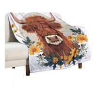 Highland Cow Blanket Gifts for Children Flannel Blanket Animal Bull Print Fluffy Snugly Soft Warm Fuzzy Blanket for Kids Adults Travel/Single for Women Girls Graduation Valentine's Day 80x100cm