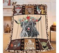 Highland Cow Blanket Highland Cattle Throw Blanket Bull Gifts for Adults Men Women Kids Boys Girls Super Soft Cozy Plush Fluffy Fuzzy Fleece Blanket Decor 40''X50''