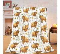Highland Cow Blanket Super Soft Cozy Fleece Farm Animal Throw Blanket Plush Bedding Cow Stuffed Blanket Gifts for Boys Girls Kids Women 40''X50''