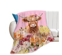 Highland Cow Blanket Ultra Soft Cozy Longhorn Cow Throw Blanket Fleece Fuzzy Plush Bedding Cow Lovers Gifts for Women Girls Kids Adults 50"x40"