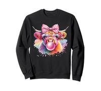 Highland Cow Blowing Bubblegum Farm Animal Women Girls Kids Sweatshirt