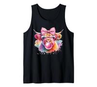Highland Cow Blowing Bubblegum Farm Animal Women Girls Kids Tank Top