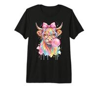 Highland Cow Blowing Bubblegum Premium T-Shirt