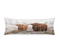 Highland Cow Body Pillow Cover Western Cow Animal Wildlife Farm House Grassland Long Pillow Case with Zipper Decorative Bedding Pillowcase Farmhouse Cushion Pillow Covers for Couch Bedroom,20"x54"