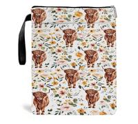 Highland Cow Book Sleeve, Waterproof Book Pouch with Zipper & Handle, Vintage Books Protector for Paperbacks, Highland Cow Gifts for Books Lovers, Friend, Classmate and Literary Lover