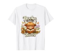 Highland Cow Books Before Bulls Funny Reading Lovers Farming T-Shirt