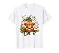 Highland Cow Books Before Bulls Funny Reading Lovers Farming Value Graphic T-Shirt