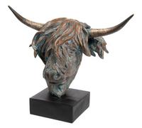Highland Cow Bust Statue Large Ornament Figurine Rustic Home Decoration Gift