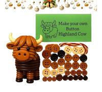 Highland Cow Button Ornament Kits | DIY Button Christmas Decorations | Easy to Construct & Collection | Christmas Window Ornaments for Courtyard Patio Garden Parties Holiday Lawn Windowsills