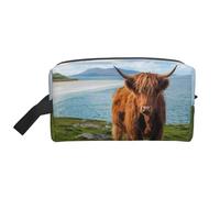 Highland Cow by The SeaMakeup Trave Bag for Women,Cosmetic Large Capacity Organizer