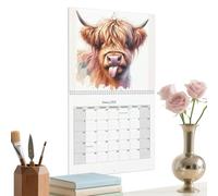 Highland Cow Calendar 2026,12 Month Rustic Watercolour Cows Monthly Planner Scottish Wall Art Decor,Monthly Planner Home Decor For Christmas Birthday Office School Teacher Student Planning Organizing