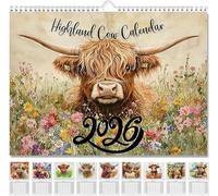 Highland Cow Calendar 2026, 12 Months 2026 Wall Calendar, Thick Paper Monthly Planner for Organizing & Planning, Animal Wall Decor For Scottish Cows Lover Gift