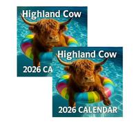 Highland Cow Calendar 2026, 2 Pack Funny Highland Cattle Wall Calendars 2026, Cute Scottish Highlands Cattle Themed December Calendar For Christmas Home School Office Apartment Classroom Family