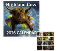 Highland Cow Calendar 2026, 2026 Highland Cow Wall Calendar, Adorable Scottish Highlands Cattle Themed December Calendars, Cute Animal Jan-Dec Monthly Planner, Home Decor For Wall, Desk Table