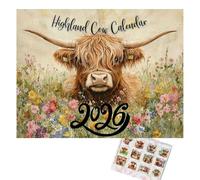 Highland Cow Calendar 2026, Cute Animal Highland Cattle Family Monthly Calendar, Funny Scottish Cattle Wall Planner For Home Decor, Wall Art Home For Organizing & Planning