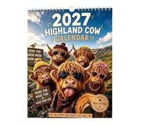 Highland Cow Calendar 2027, A4 Scottish Highland Cow Wall Calendar，B#