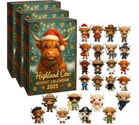 Highland Cow Calendars 2025, 24 Day Highland Cow Ornaments Christmas Countdown Calendar With 24 Different Mini Highland Cow Ornaments for Christmas Tree Home Decoration (3Pc)