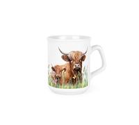 Highland Cow & Calf Mug - Farmyard Animals Countryside Drinkware Gifts - Tea/Coffee Ceramic White Cup Novelty Present