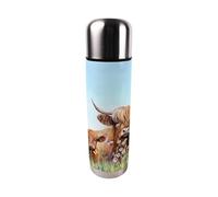 Highland Cow & Calf Thermal Flask - Large 750ml Reusable Stainless Steel Insulated Drinks Bottle Gift