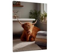 Highland Cow Canvas Wall Art, Brown Animal Print Decor, Rustic Farmhouse Wall Art for Living Room, Bathroom, Bedroom, Aesthetic Home Decor 8x10 Inch