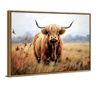 Highland Cow Canvas Wall Art Farmhouse Cow Wall Decor Country Farm Animals Prints Painting Highland Cows Pictures Scottish Cows Poster Artwork for Kitchen Living Room Home Decorations 40x60cm