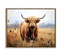 Highland Cow Canvas Wall Art for Kitchen Decor Rustic Farm Animals Wall Prints Farmhouse Decor Scottish Cow Prints Painting Bathroom Pictures Framed Artwork for Living Room Home Decorations 20x25cm