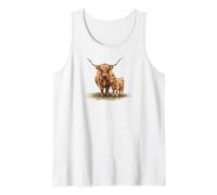 Highland Cow Cattle Flower Floral Crown Watercolour Tank Top