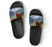 Highland Cow Cattle House Slippers Non-Slip Shower Shoes