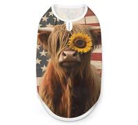 Highland Cow Cattle Sunflower U.S. Flag Dog And Cat Clothes Pet Summer Sleeveless T Shirt Basic Vest S