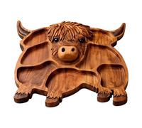 Highland Cow Charcuterie Board, Rustic Farmhouse Serving Board Made from Natural Solid Wood, Cute Cow Wooden Charcuterie Board for Snack Fruit Meat Cheese, Fun Serving Tray for Party Family Dining (A)