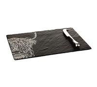The Just Slate Company Highland Cow Slate Cheese Board & Knife Gift Set