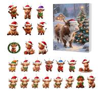 Highland Cow Christmas Advent 2025 24 Countdown Calendar 2D Acrylic
