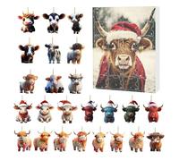 Highland Cow Christmas Advents Calendars 2025, 24 Days Cows Ornaments Christmas Countdown Calendar, Christ-mas Cute Highland Cow Advents Calendars, Scottish Cows Christ-mas Countdown Calendar