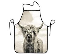 Highland Cow Christmas Apron - Vintage Kitchen Apron for Cooking, BBQ - Perfect Baker's Apron 52X72Cm