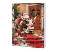 Highland Cow Christmas Countdown Calendar - 24 Day Acrylic Advent Ornaments 24 Days Holiday Decorative Figures 2D Creative Countdown Set for